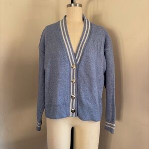 Tommy Hilfiger Light Blue Cardigan with White Stripes